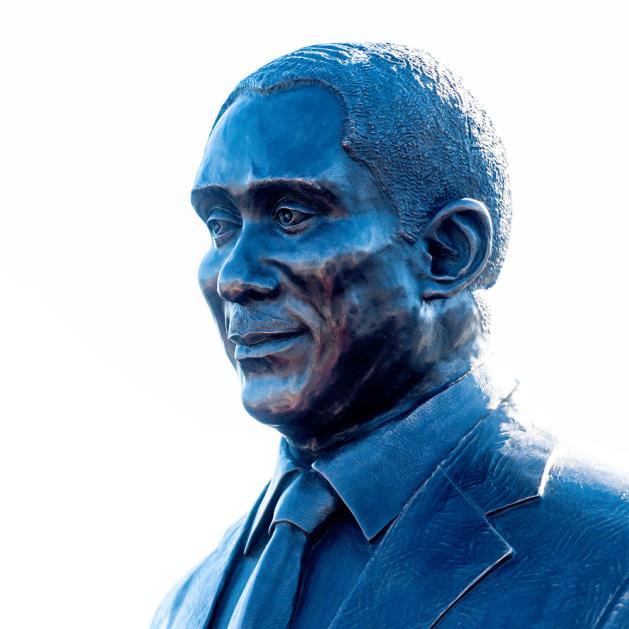 The John H. Johnson sculpture.
