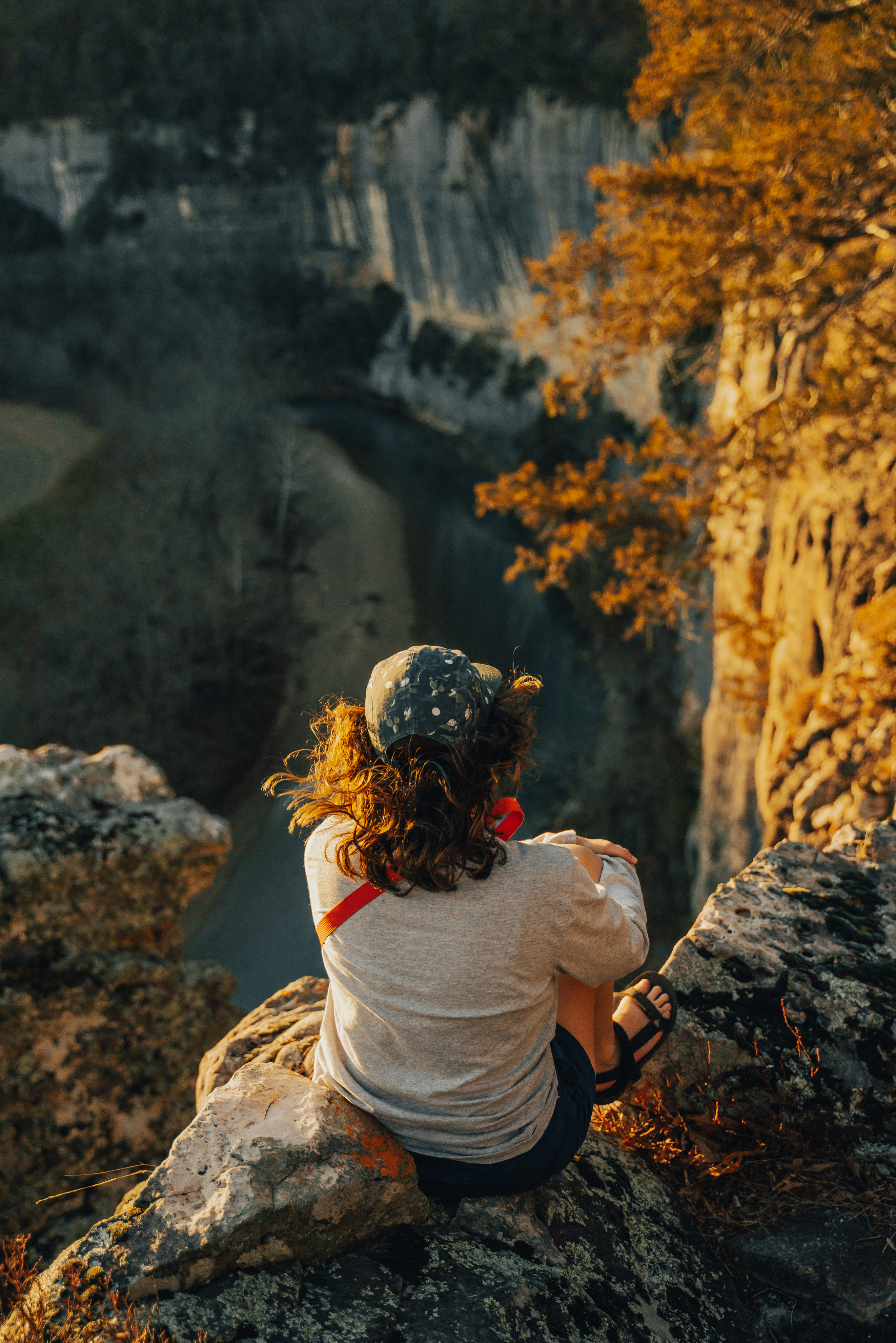 Hiker sitting on a rock