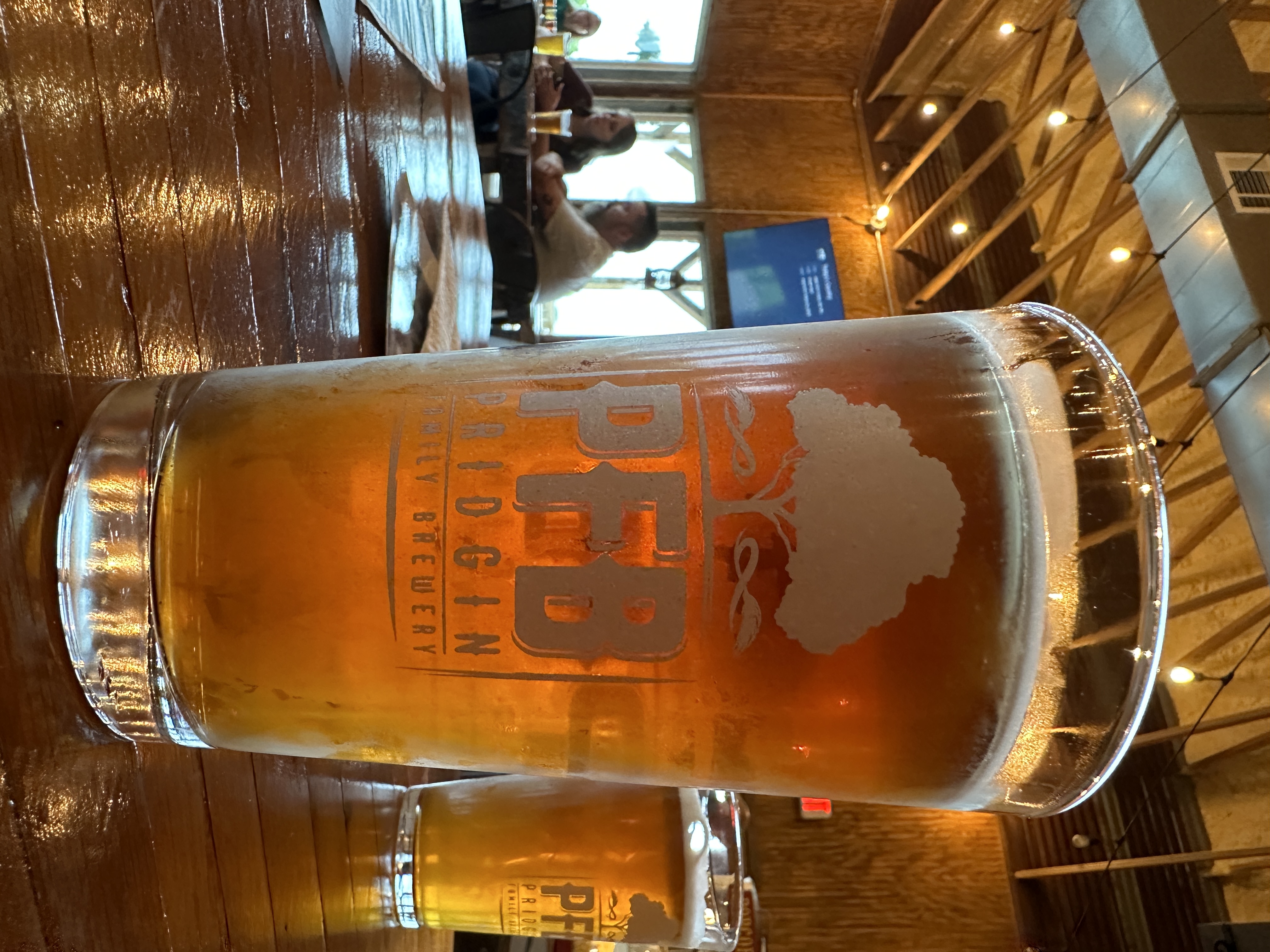 A pint of beer at Pridgin Family Brewery